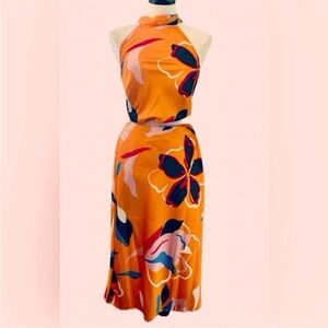 Sigrid Olsen Orange Floral Midi Dress